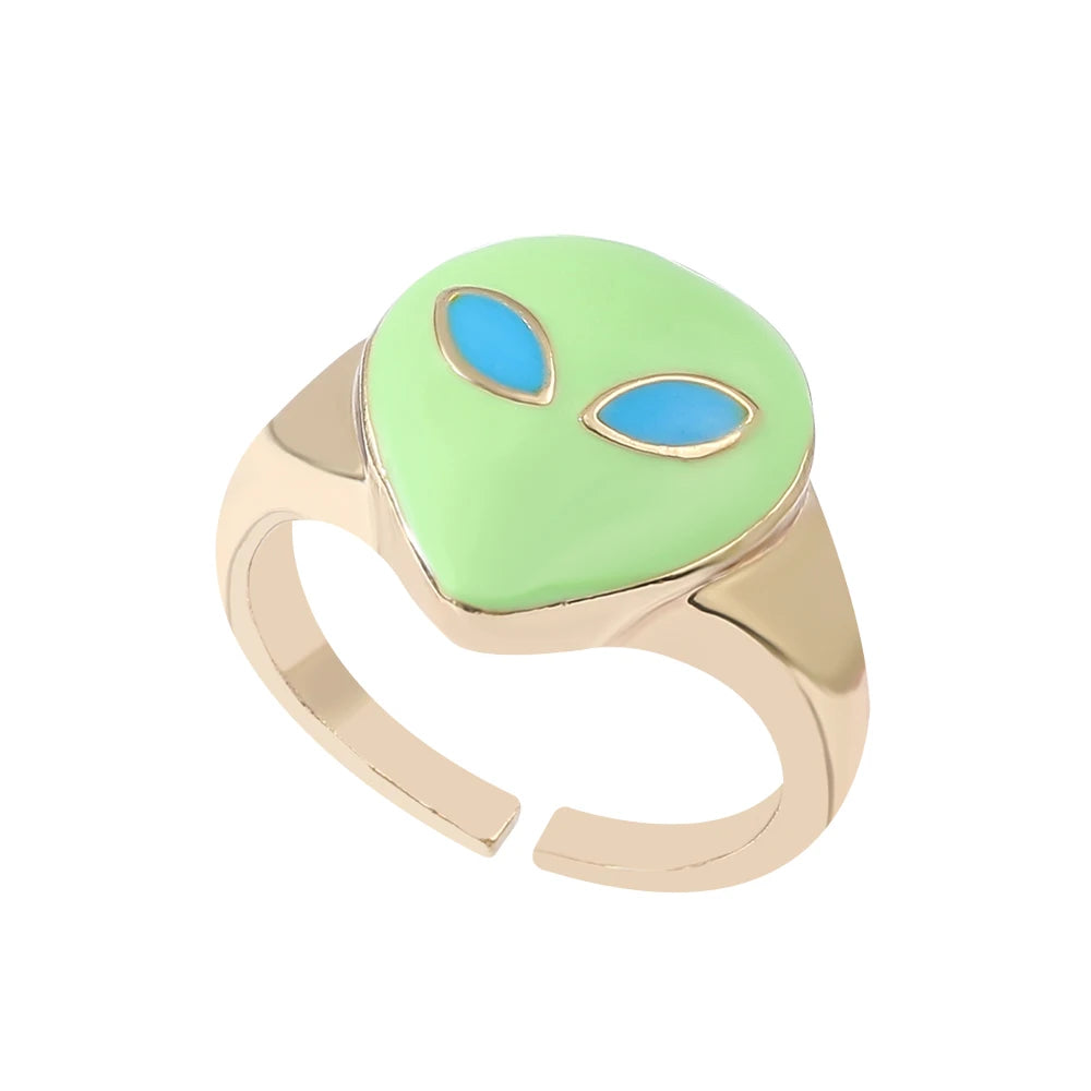 Bague Tête d'Alien Vert