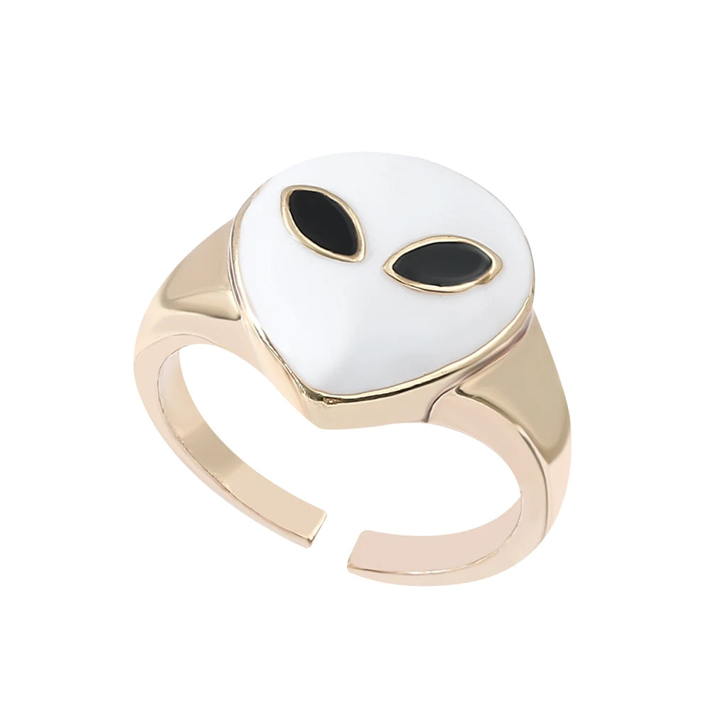 Bague Tête d'Alien Blanc