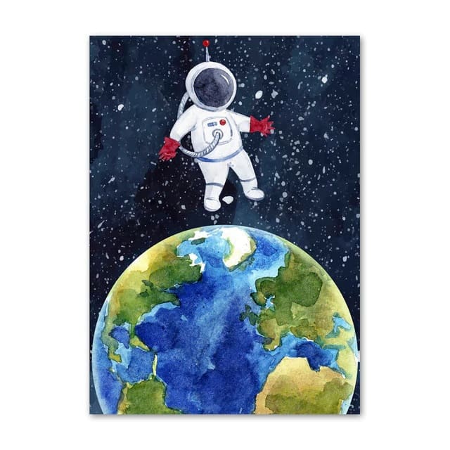 Poster Enfant Astronaute au-dessus de la Terre