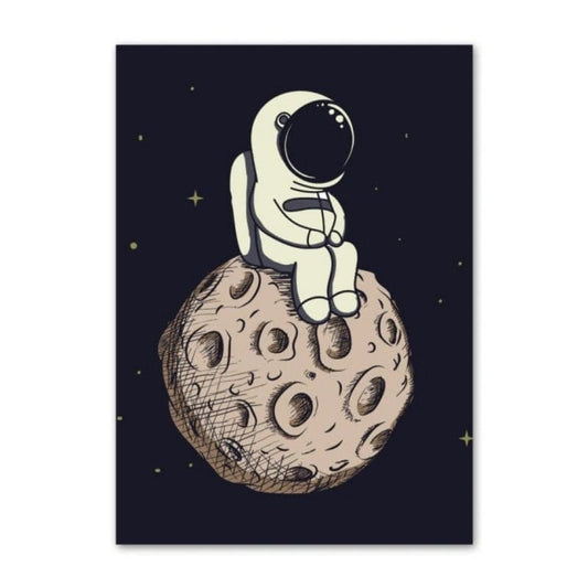 Poster Petit Astronaute assis sur la Lune 60 x 100 cm