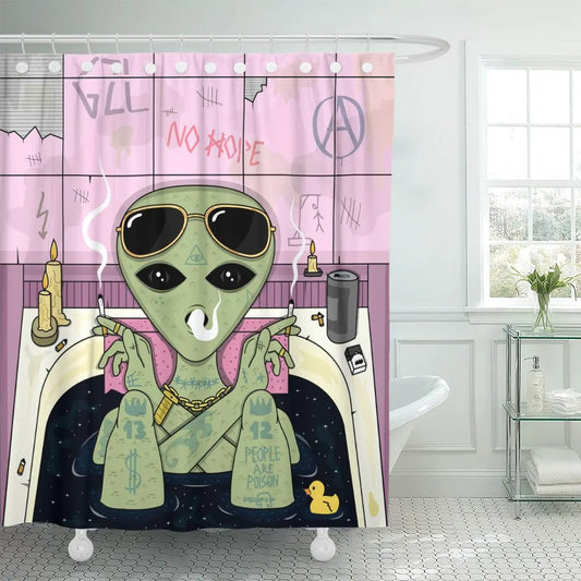 Rideau de Douche Alien Fun Fumeur