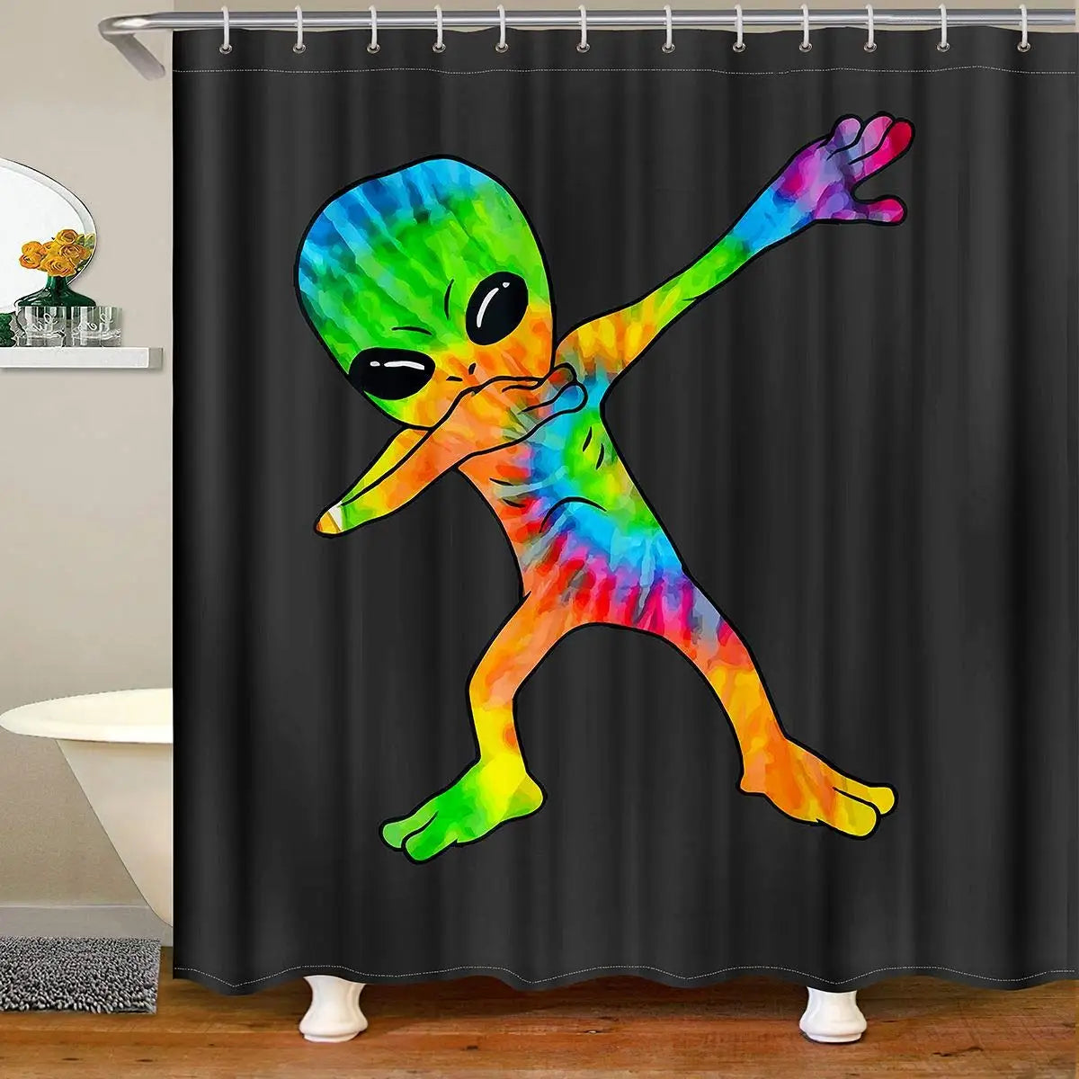 Rideau de Douche Alien Multicolore qui Dab