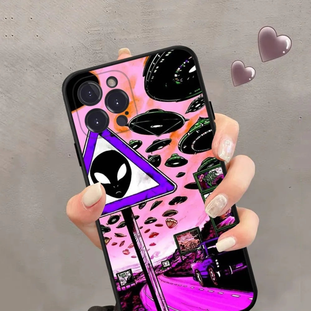 Coque d'iPhone Alien Panneau Danger OVNIS iPhone 15pro max