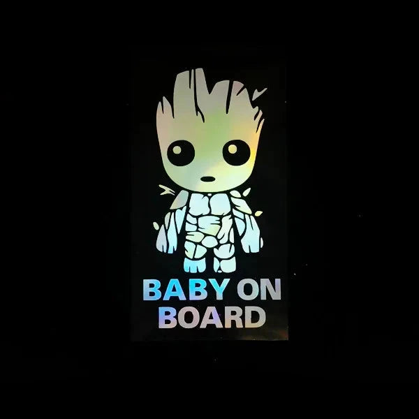 Sticker Groot pour Voiture Bébé à Bord Laser + Réfléchissant