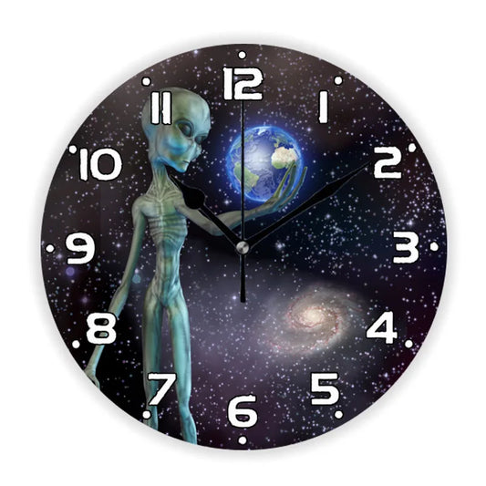 Horloge Murale Alien dans l'Espace 14inch (35x35cm)