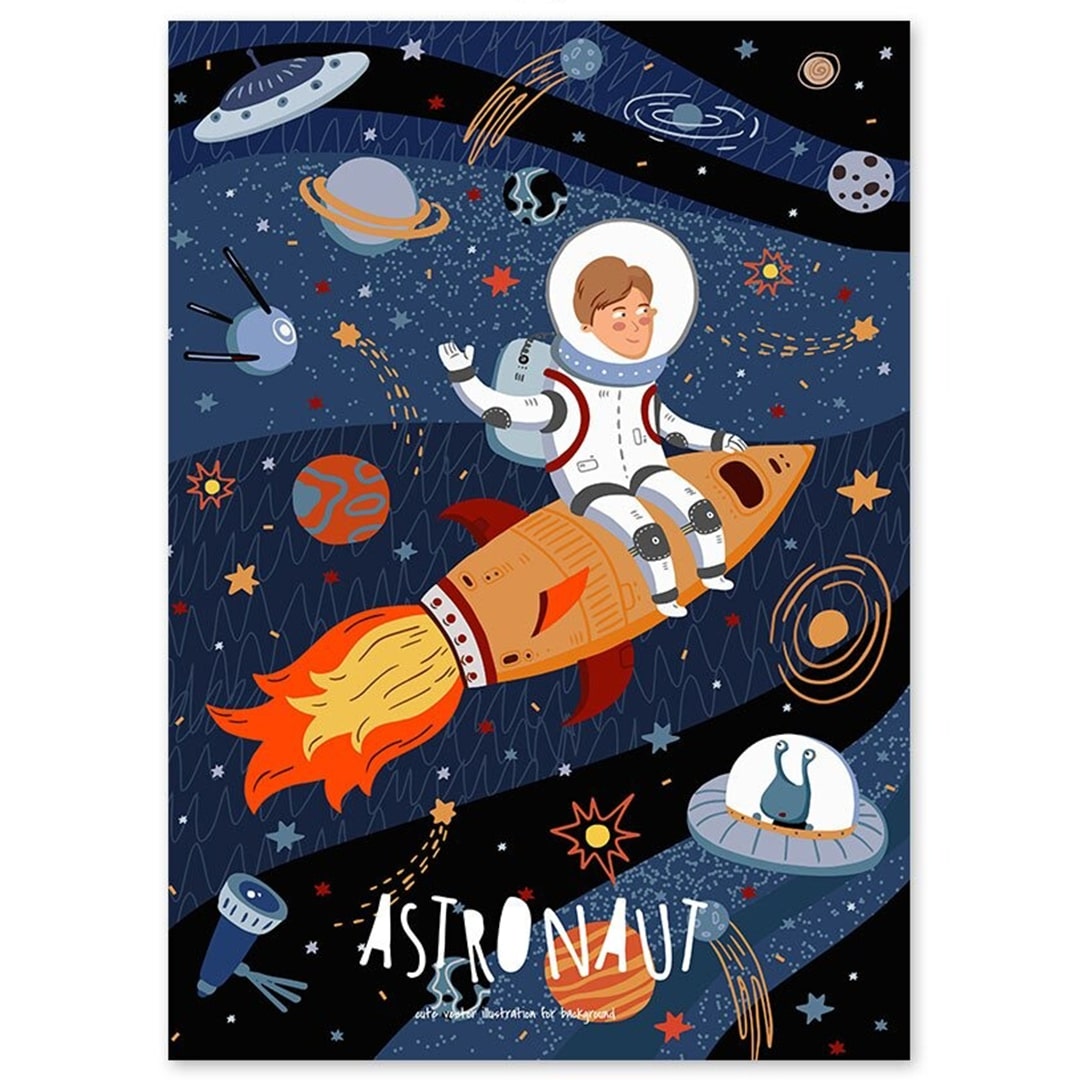 Affiche Chambre Enfant Astronaute 30x40cm