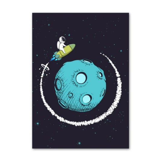 Poster Astronaute volant autour de la Lune 60 x 100 cm