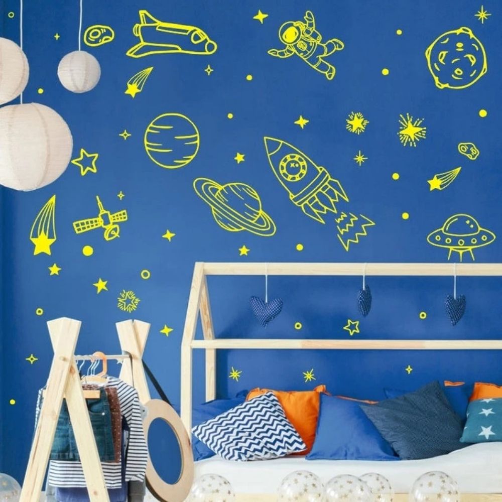 Stickers Muraux Magie Spatiale Jaune 42 x 88 cm