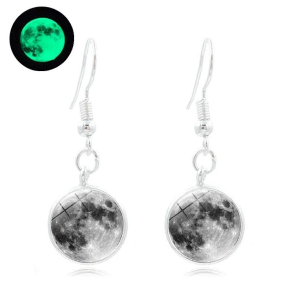 Boucles d'oreilles Lune Fluorescente Lune Grise