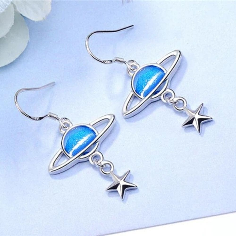 Boucles d'Oreilles Planète Bleue Neptune