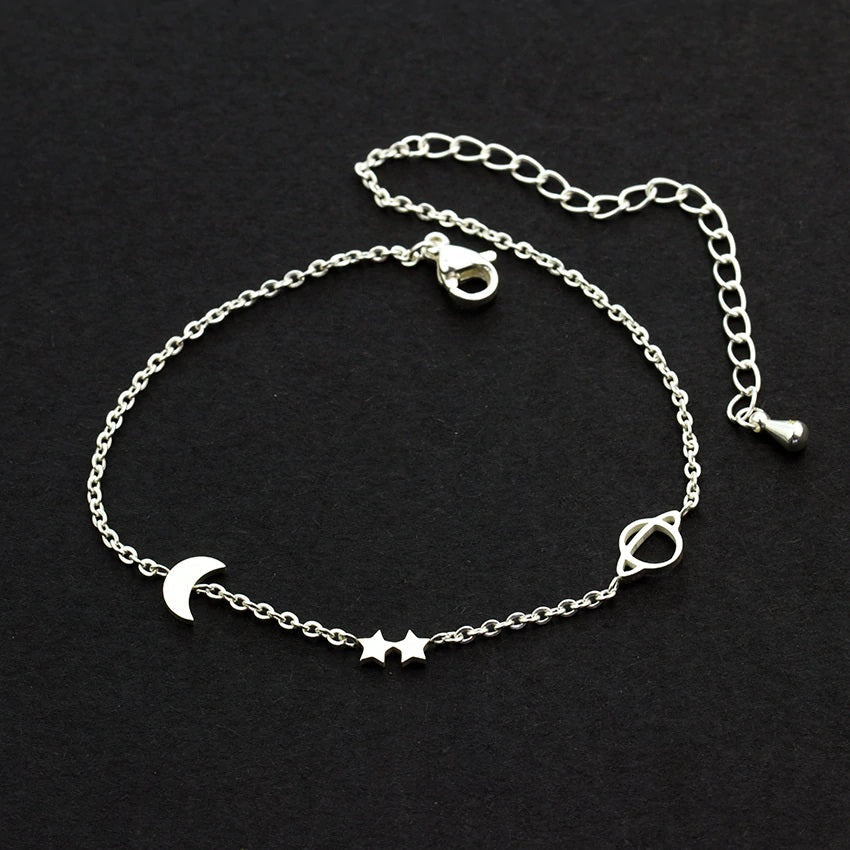 Bracelet Lune Étoile et Planète argenté et doré