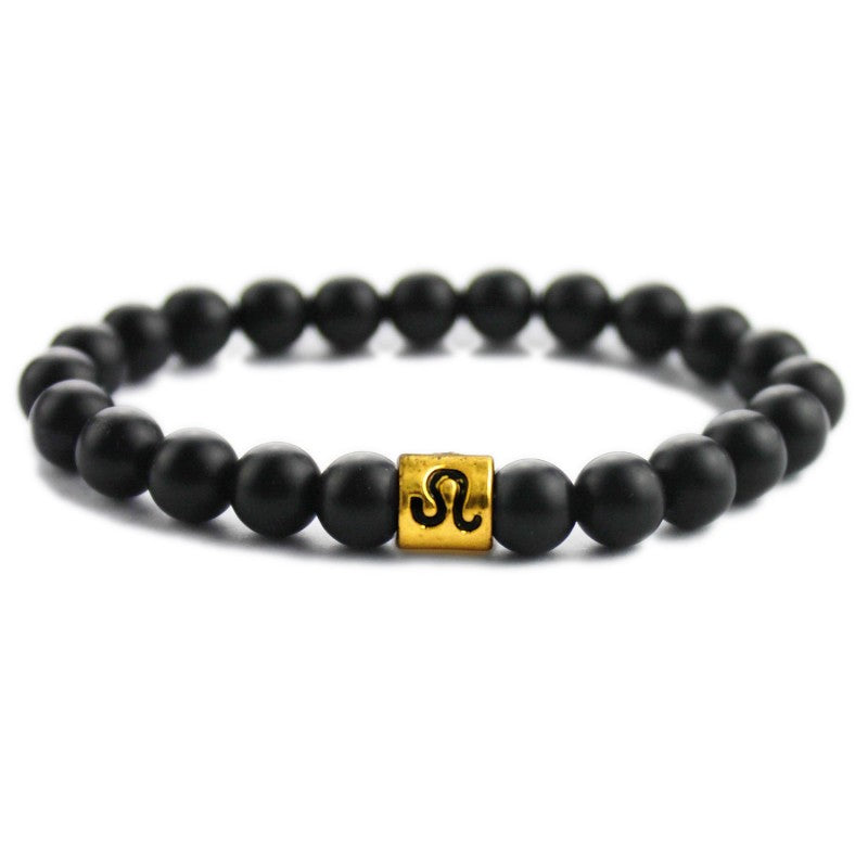 Bracelet Signes du Zodiaque en Pierres Noires Lion