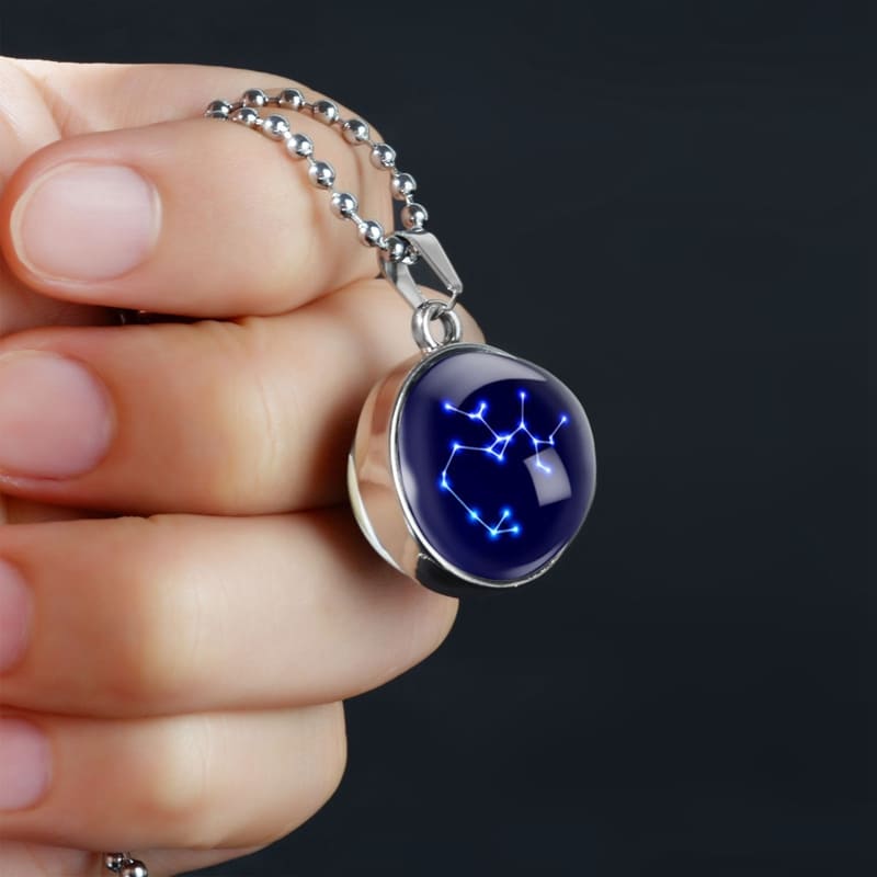 Collier Constellation Sphère de Verre Sagittaire Argenté