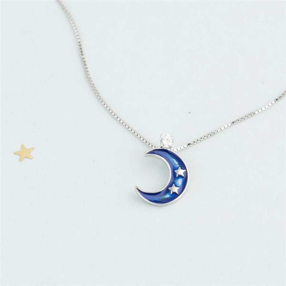 Collier Croissant de Lune Bleu