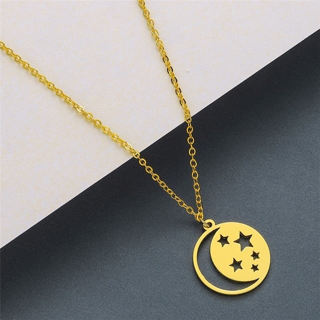 Collier Lune et Étoiles Doré