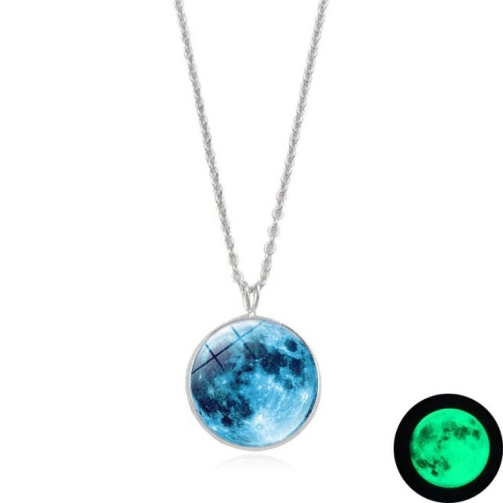 Collier Lune Fluorescente Lune bleue