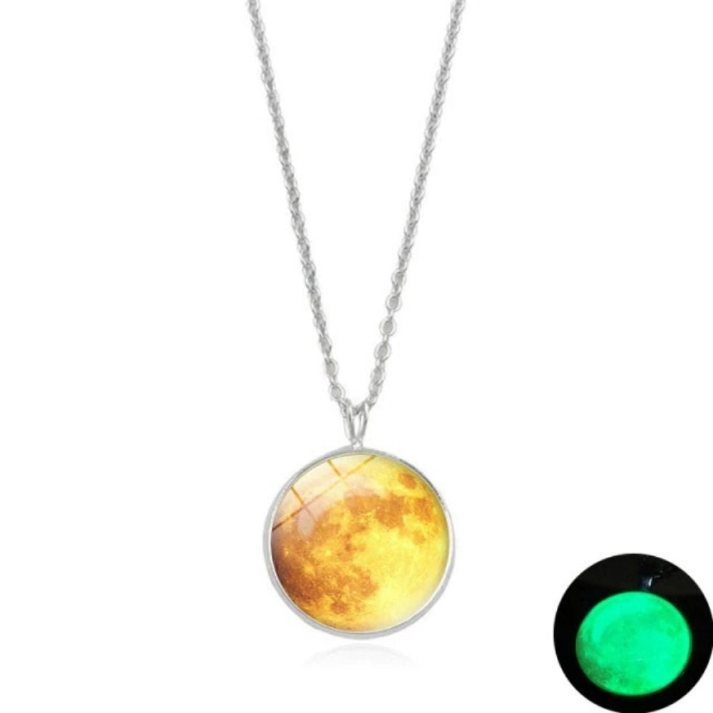 Collier Lune Fluorescente Lune jaune