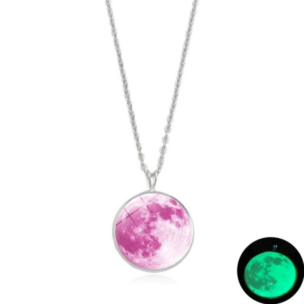 Collier Lune Fluorescente Lune rose