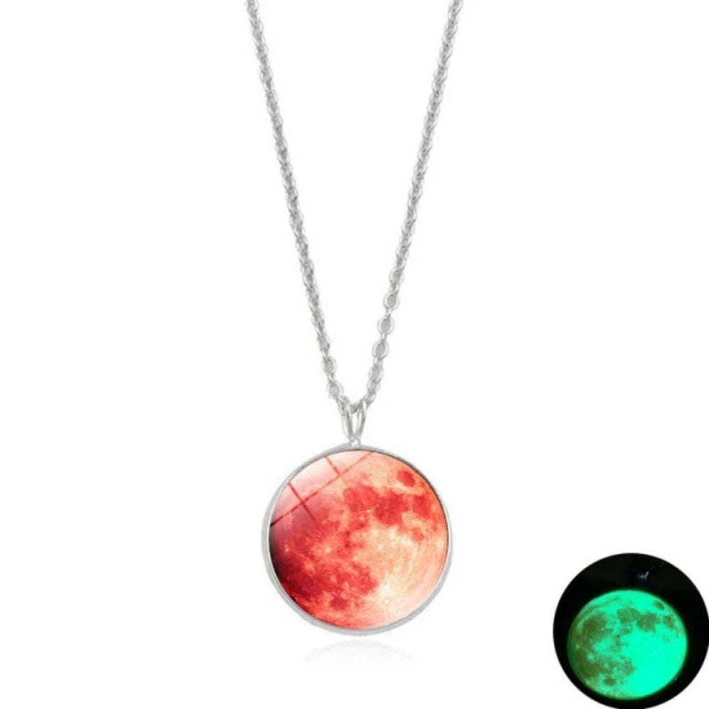 Collier Lune Fluorescente Lune rouge