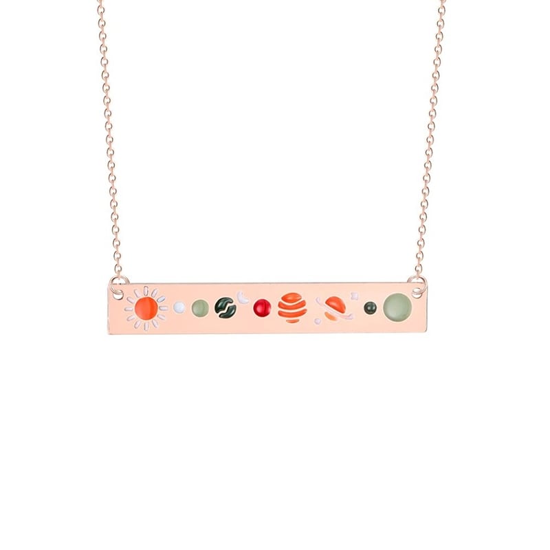 Collier Rectangulaire Système Solaire Or Rose