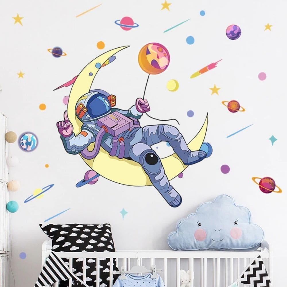 Sticker Astronaute Croissant de Lune