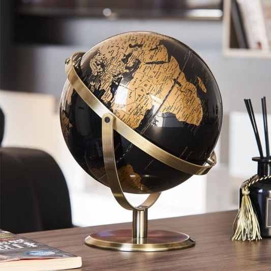 Globe Terrestre Vintage Noir Cuivre - 25.5cm