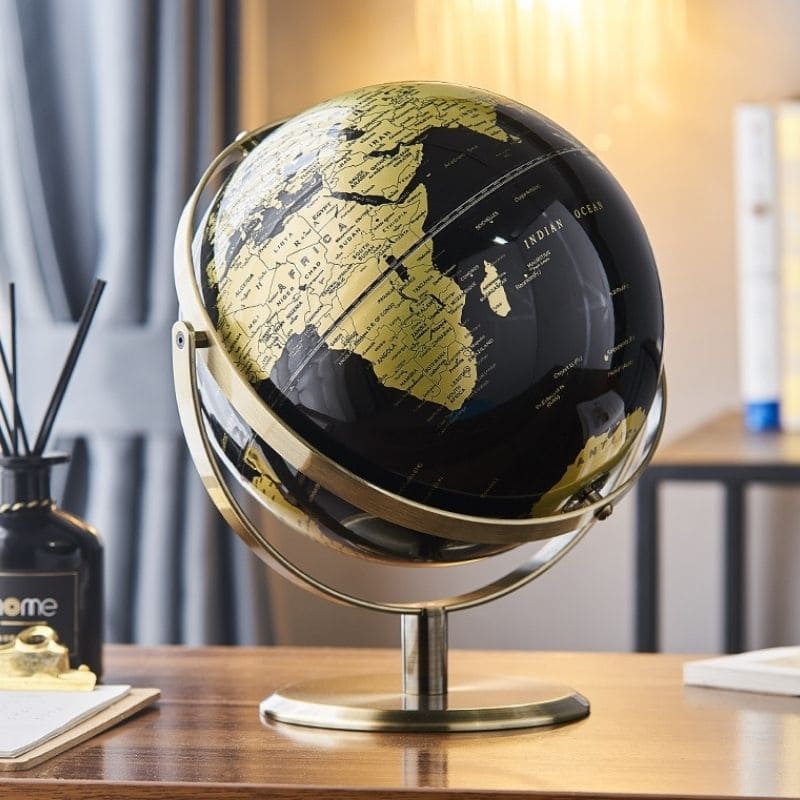 Globe Terrestre Vintage Noir Doré - 25.5cm