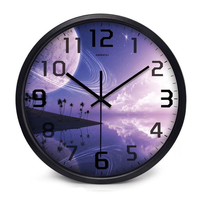 Horloge Paysage Galactique Noir