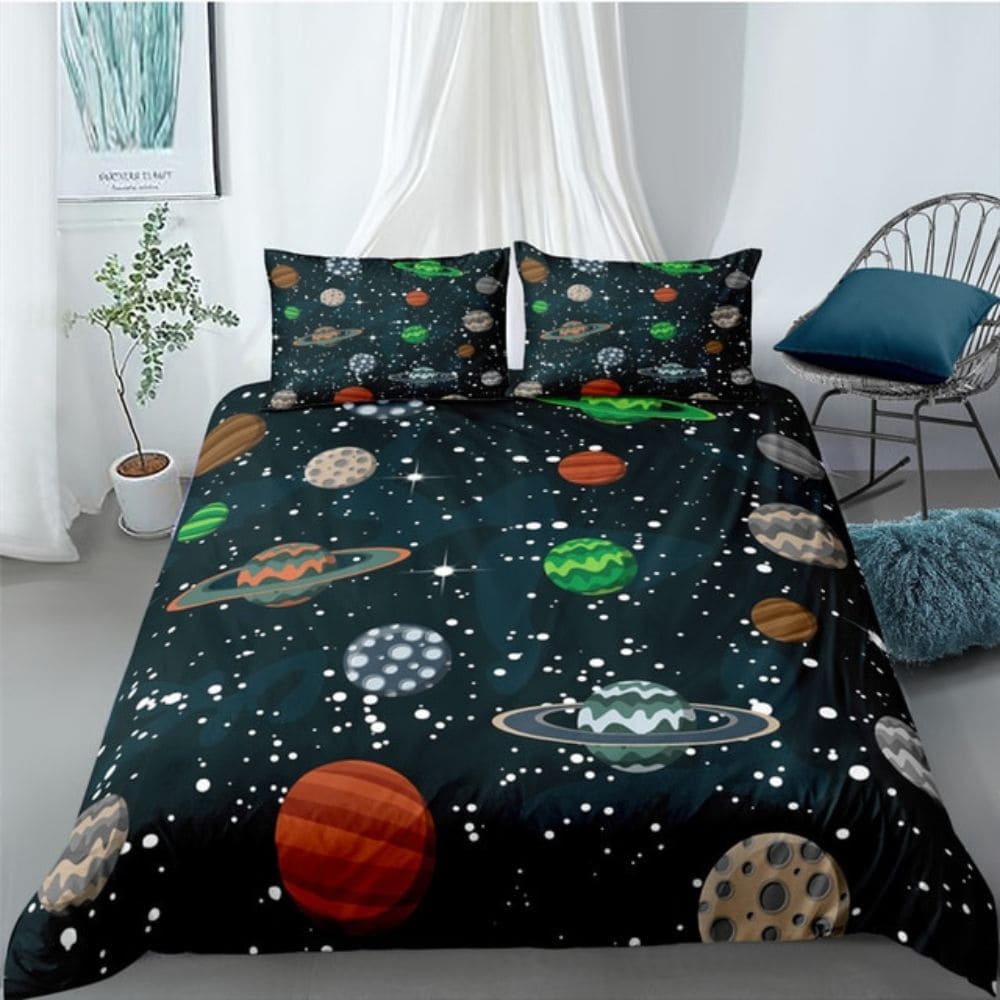 Housse de couette motifs de planètes