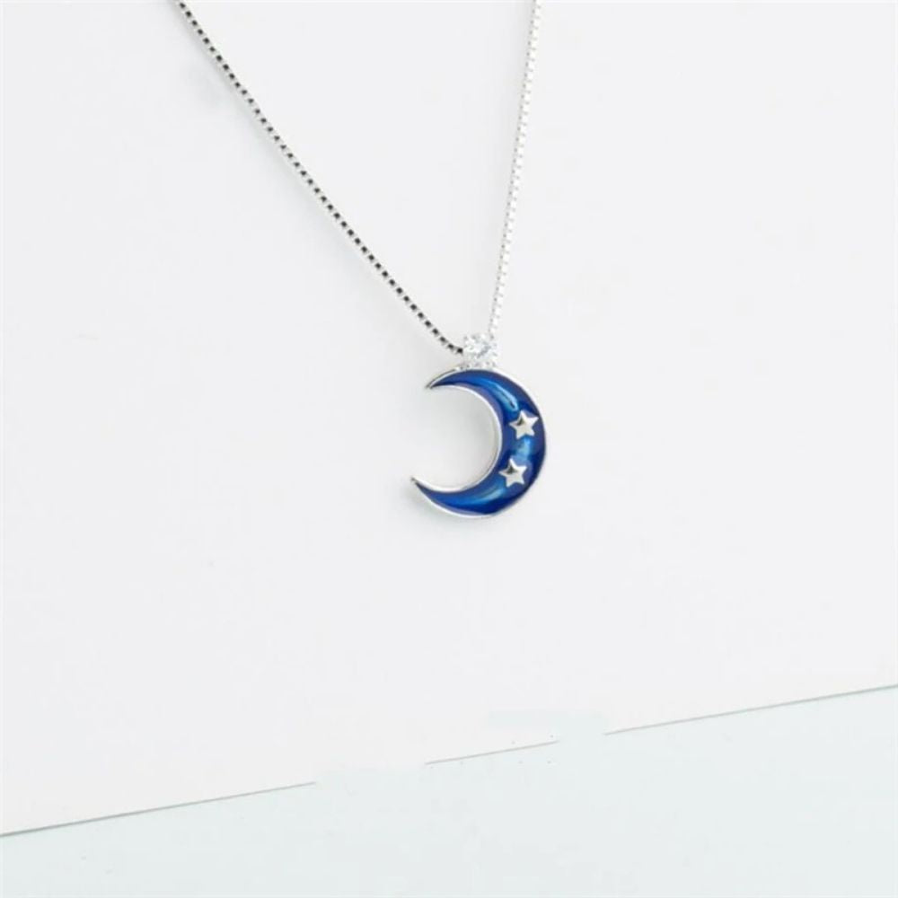 Collier Croissant de Lune Bleu