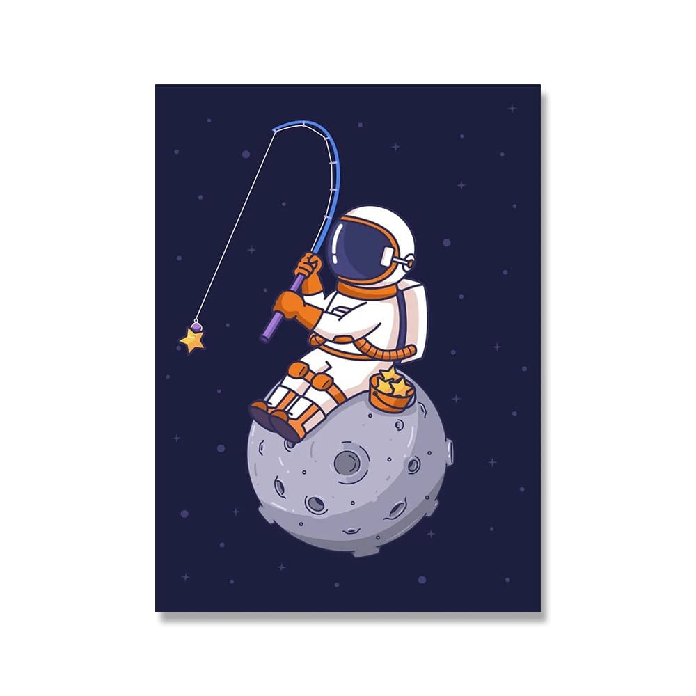 Poster Astronaute à la Pêche aux Étoiles 50 x 75 cm