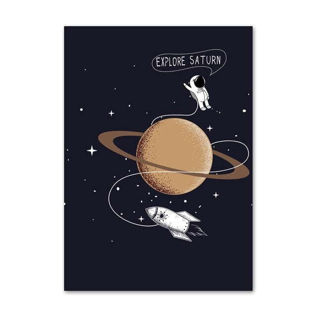 Poster Astronaute - Explore Saturn 60 x 100 cm