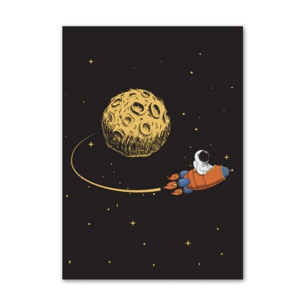 Poster Astronaute Voyageant sur une Fusée 60 x 100 cm