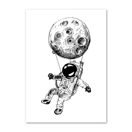 Poster Astronaute Parachute Lunaire