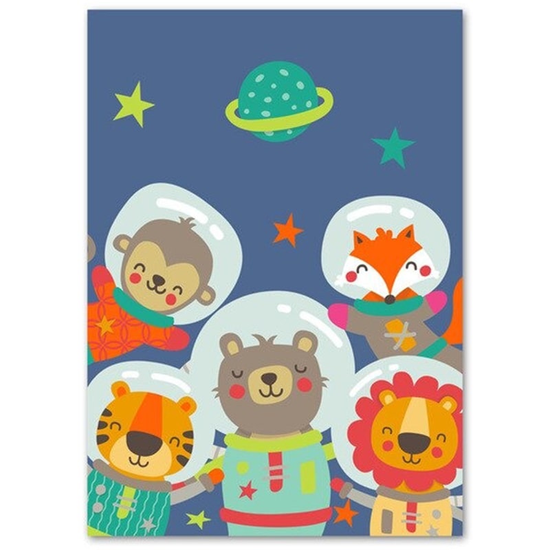 Poster Bébé Animaux Astronautes