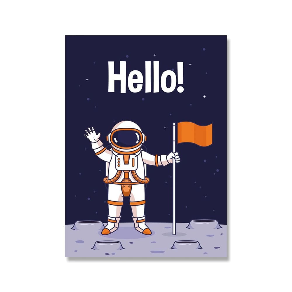 Poster Chambre Enfant Astronaute Hello 50 x 75 cm