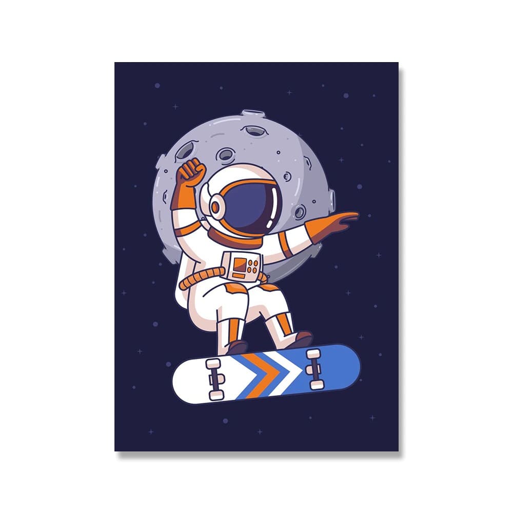 Poster Astronaute Skateboard dans l'Espace 50 x 75 cm