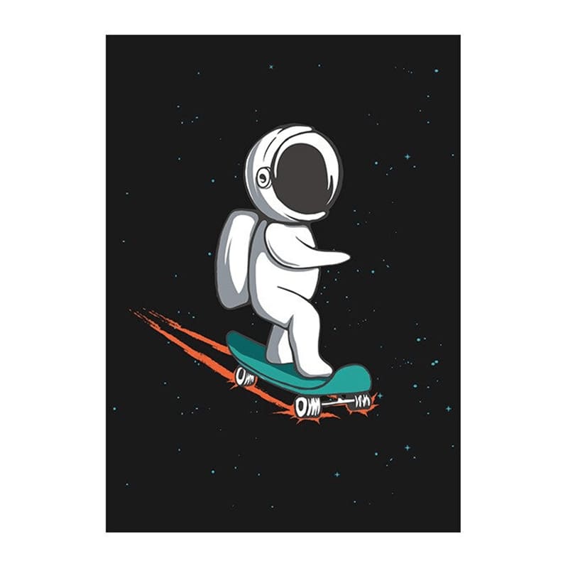 Poster Enfant Astronaute Skateur