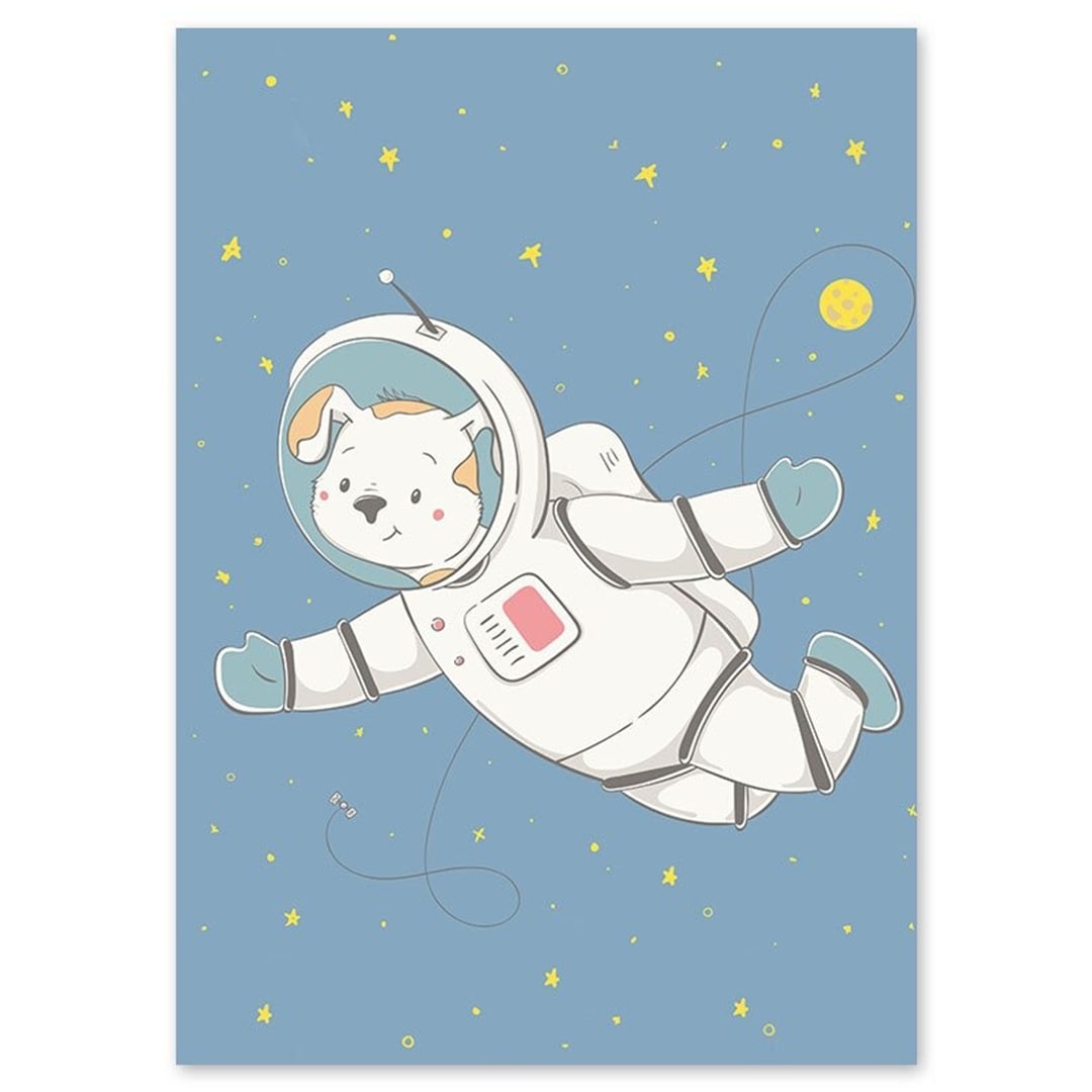 Poster Enfant Chien Astronaute 30x40cm