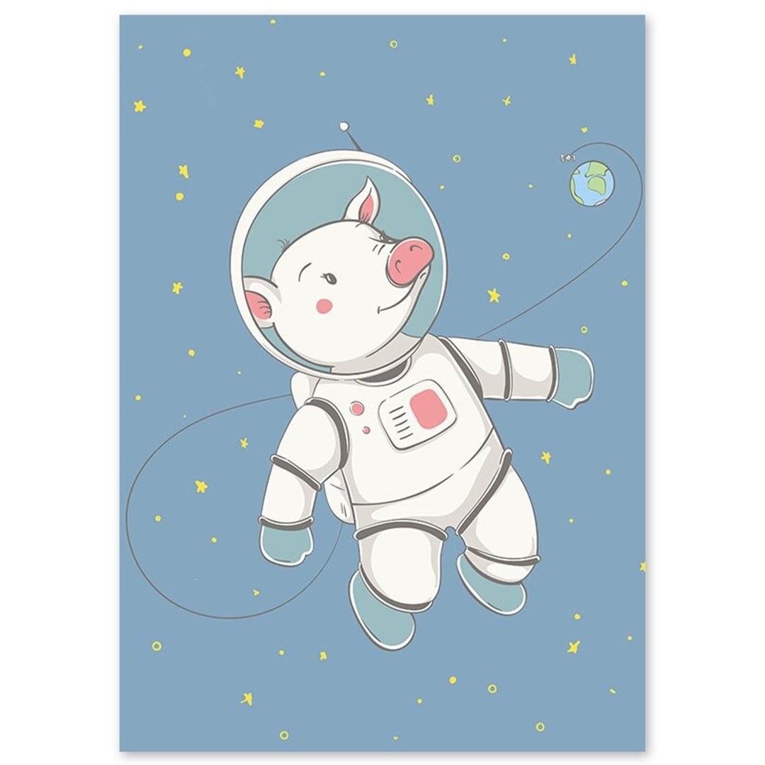 Poster Enfant Cochon Astronaute 30x40cm