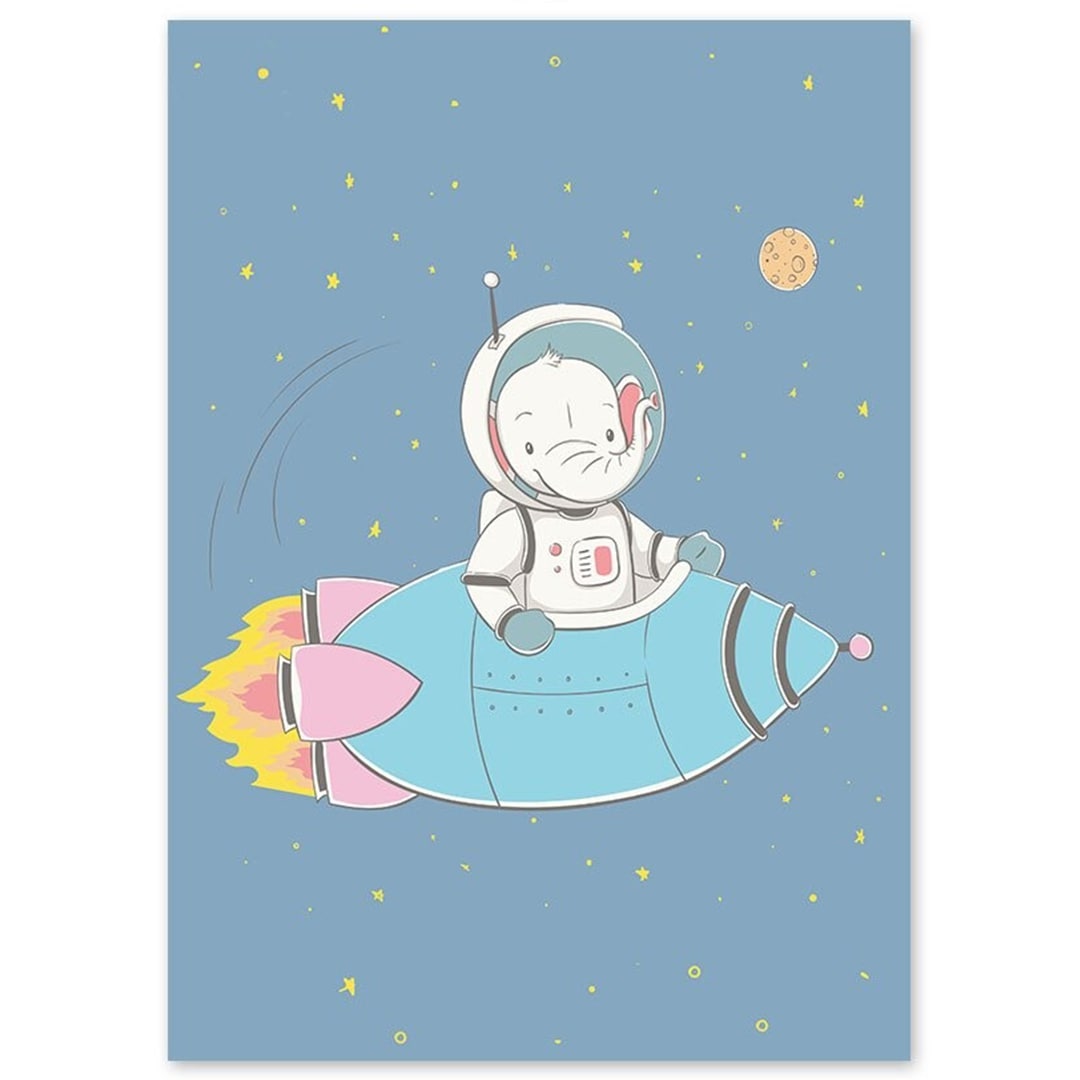 Poster Enfant Éléphant Astronaute 30x40cm