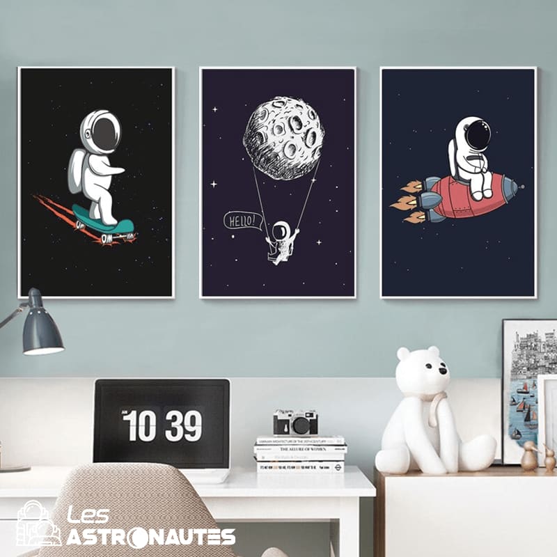 Poster Enfant Astronaute Skateur