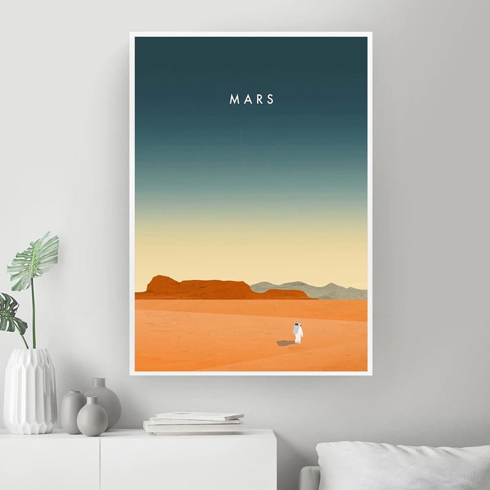 Poster Illustration Planète Mars 50 x 75 cm