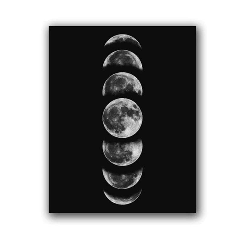 Poster Phases de Lune sur Fond Noir