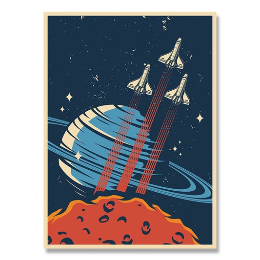 Poster Vintage Vaisseaux Spatiaux 30x40cm