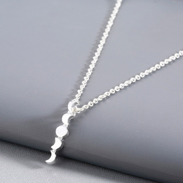 Collier Phases de Lune Verticale Argenté