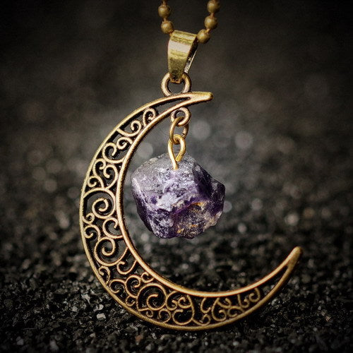 Collier croissant de Lune et pierre terrestre 6