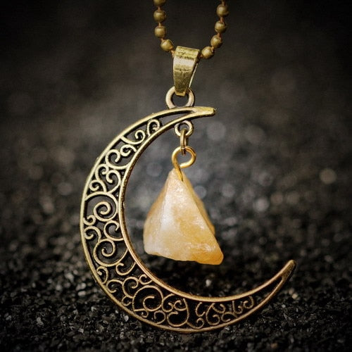 Collier croissant de Lune et pierre terrestre 1