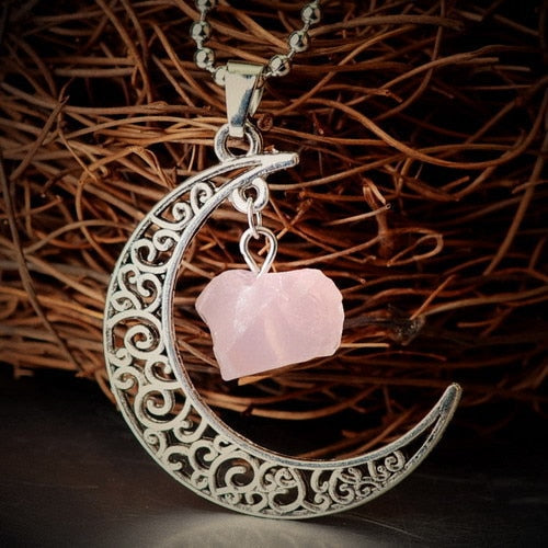 Collier croissant de Lune et pierre terrestre 2