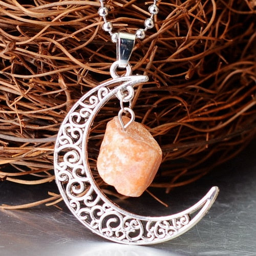 Collier croissant de Lune et pierre terrestre 10